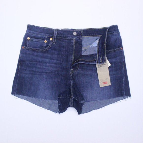 Women's Levi's High-Rise Frayed Blue Jean Shorts (728780019) Carbon Copy 10/W30 - Picture 2 of 3